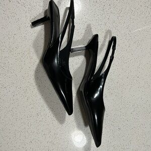 H&M black slingbacks, kitten heel